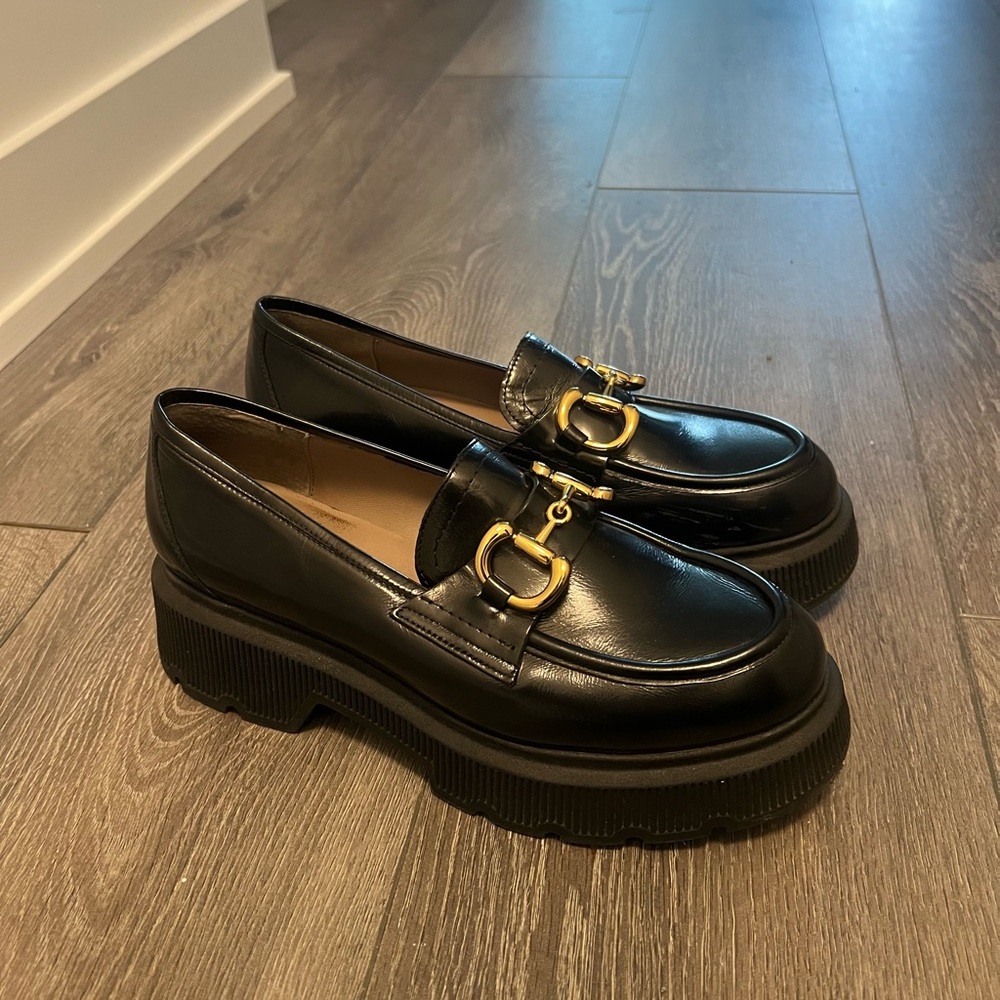 Leather Loafers with Gold Accent